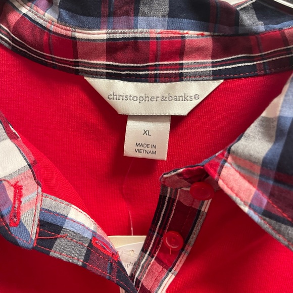 Christopher Banks Women XL Red Cotton Top. NWT - Picture 3 of 3